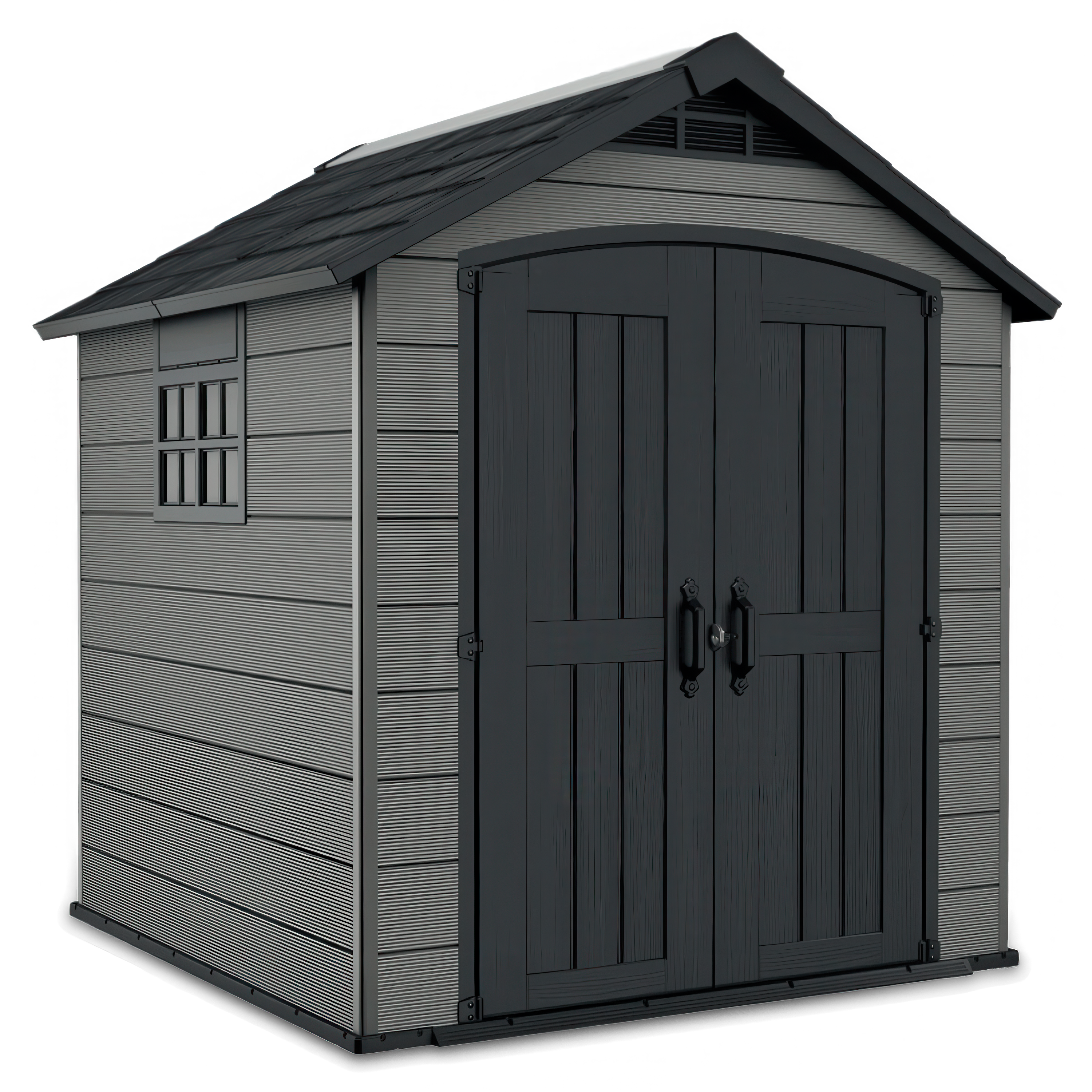Antracytowy domek PREMIER 757 o wymiarach 228x223,5cm na narzędzia ogrodowe