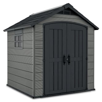 Antracytowy domek PREMIER 757 o wymiarach 228x223,5cm na narzędzia ogrodowe