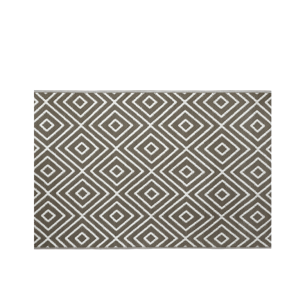 Terasaový koberec Diamond Taupe 120x180 cm MoodMe s geometrickým vzorem kosočtverců v šedé a bílé barvě