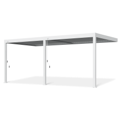 Bílá zahradní pergola ELEGANCE WALL 3x6 s nastavitelnou střechou na černém pozadí