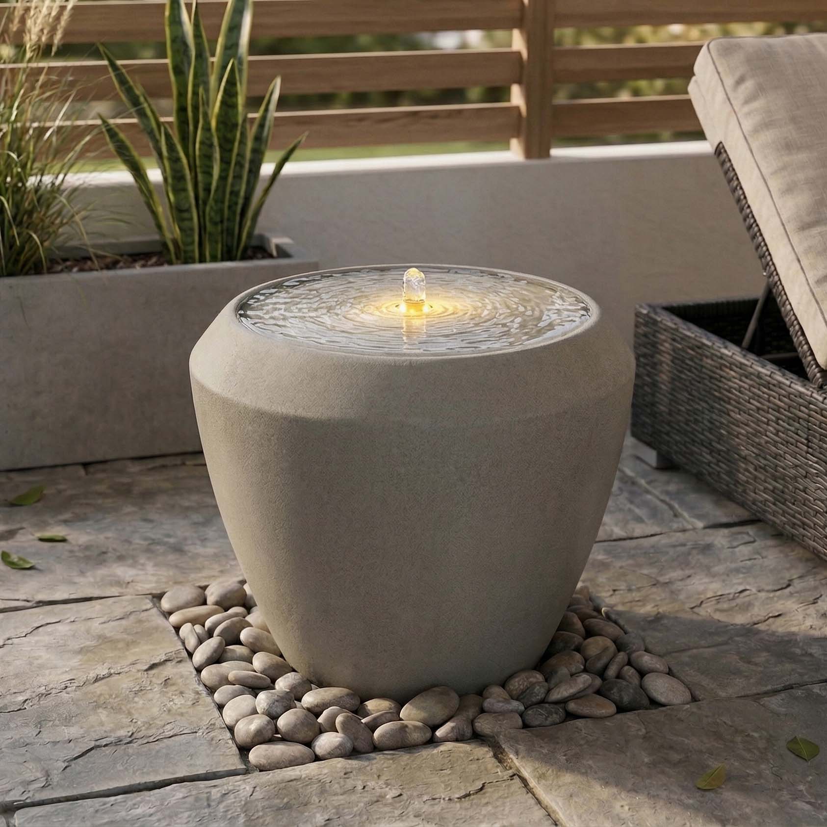 Estetická zahradní fontána WATERFALL LED 44x39,5 cm Stone Grey - MoodMe