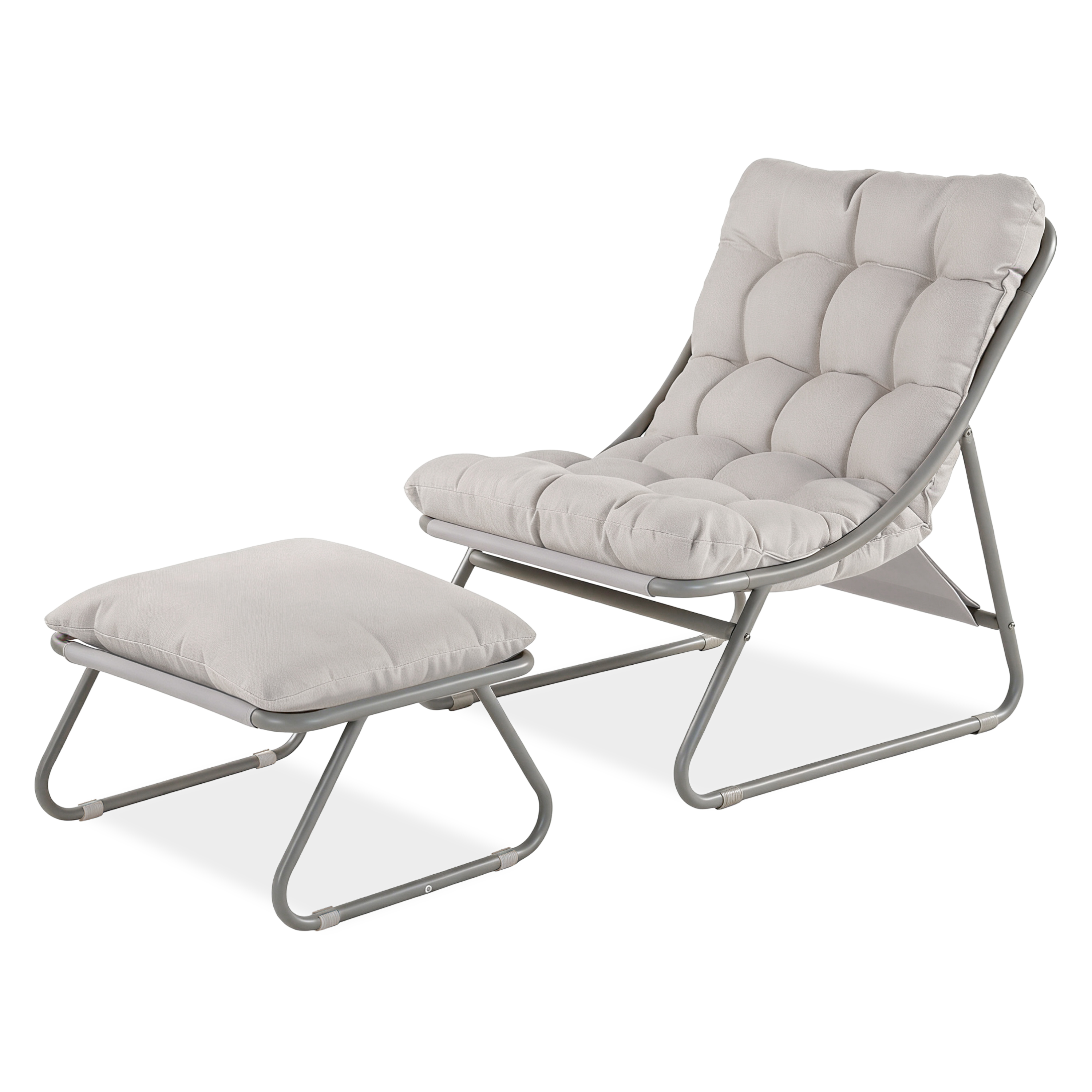 VISTA RELAX Set zahradního křesla a pufu v šedobéžové barvě - Bjørkka