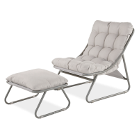 VISTA RELAX Set zahradního křesla a pufu v šedobéžové barvě - Bjørkka