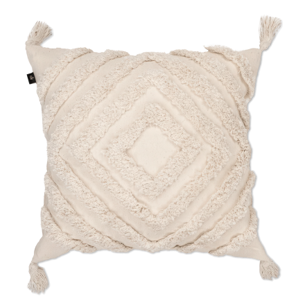 Poduszka w stylu boho z frędzlami, beżowa od moodme