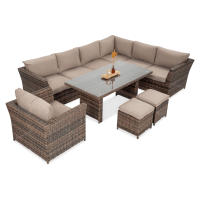 Technorattan rohový MONIZ DINING PLUS hnědý