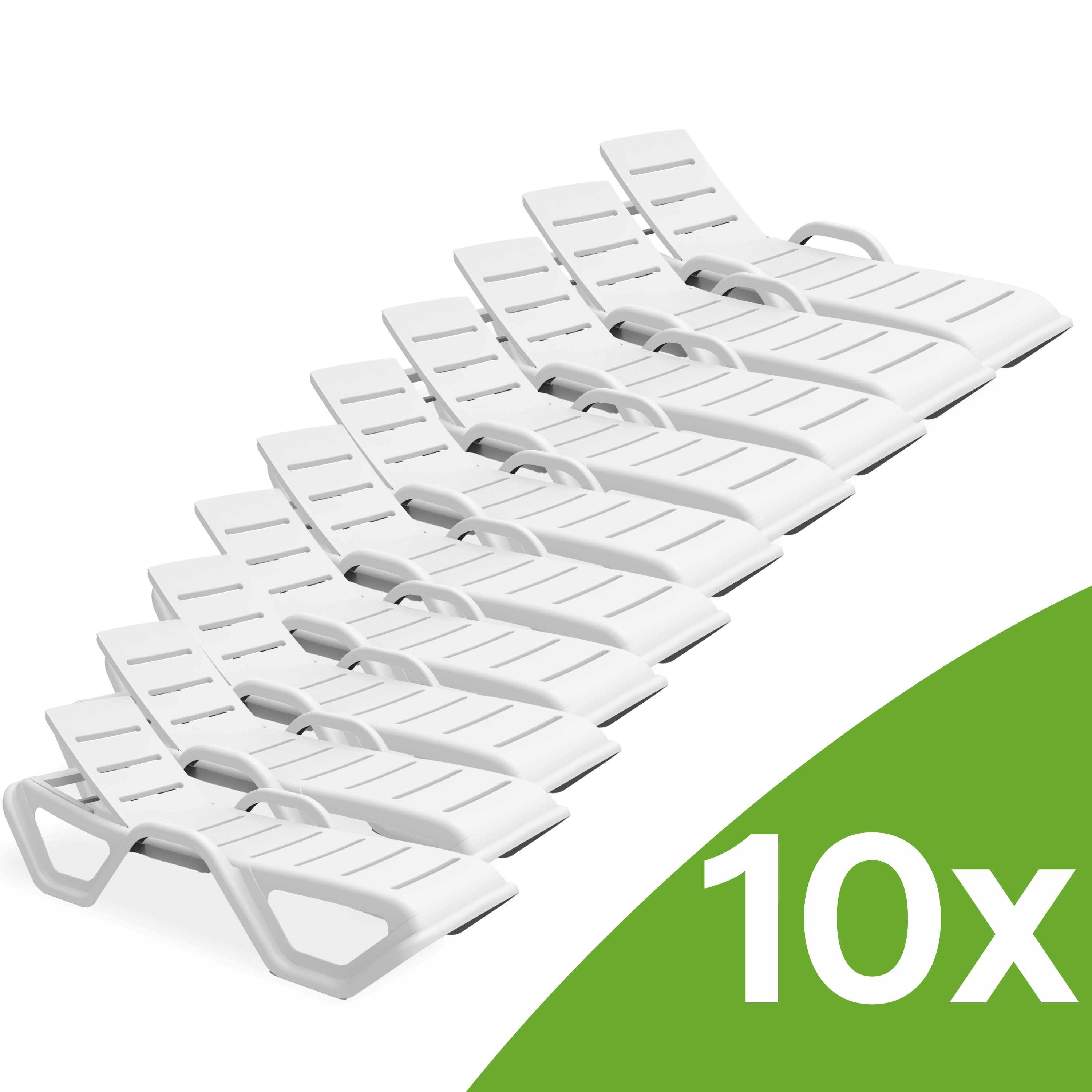 Sada 10 zahradních lehátek MONOBLOCK White New - Bjorkka