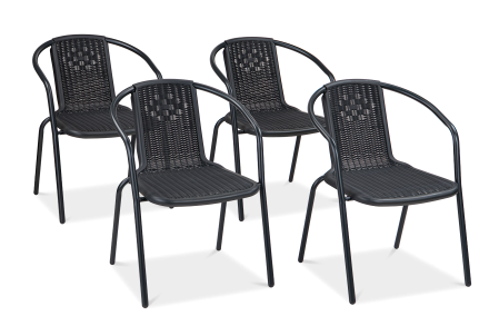 Komplet krzeseł balkonowych Simple Graphite 4 sztuki Focus Garden bez tła PNG