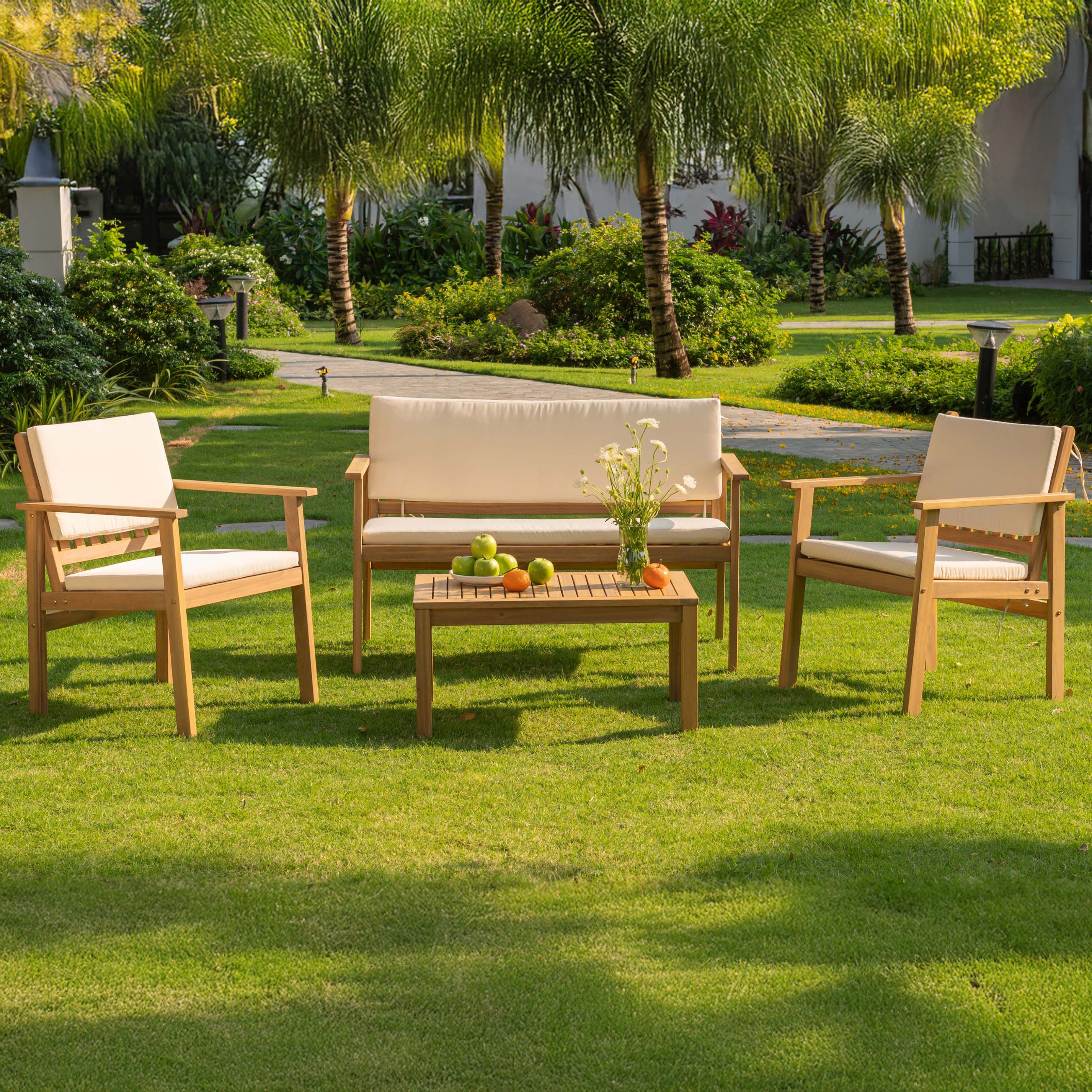 VIKA CAFFE Set zahradního nábytku z akátového dřeva - Bjørkka