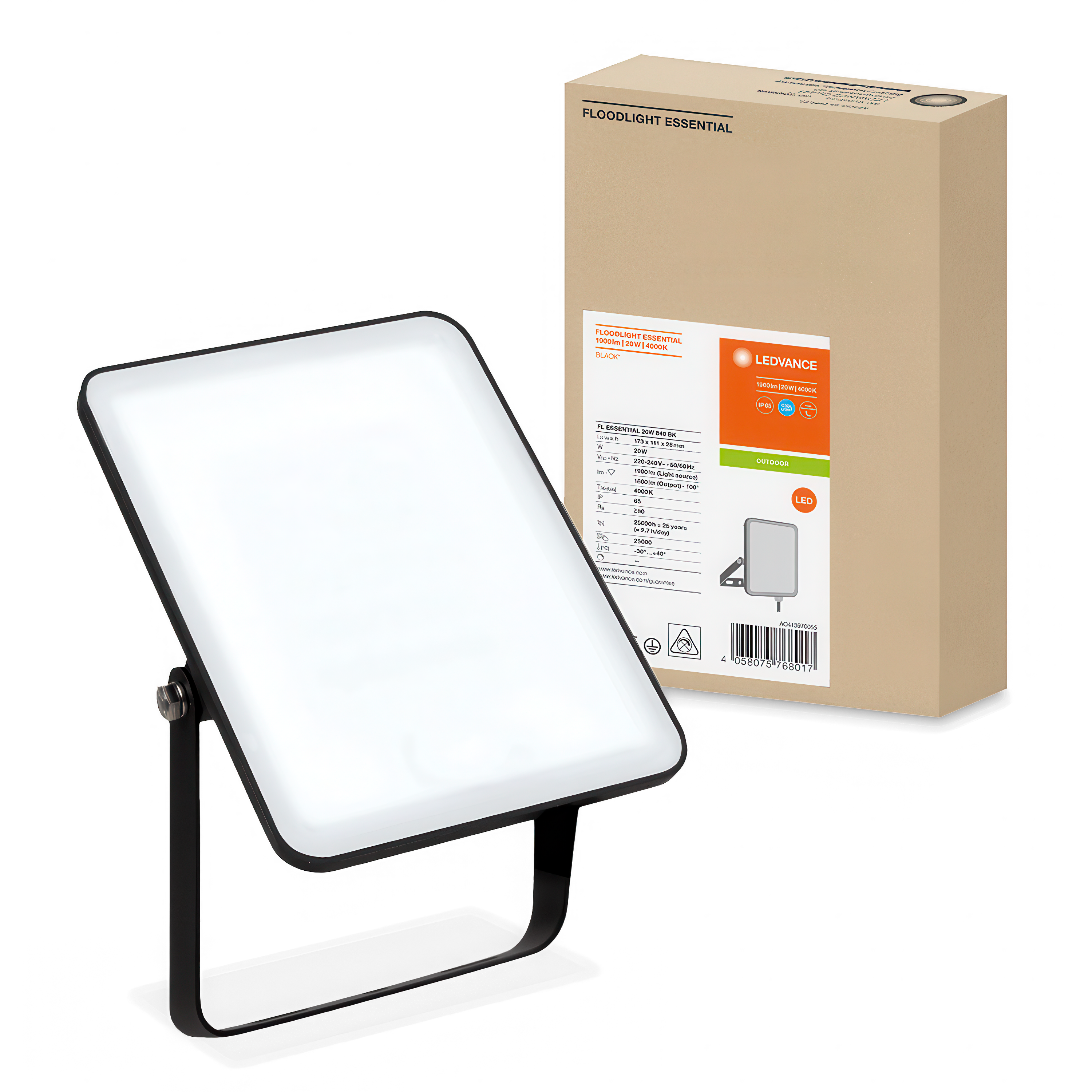 FL Essential černý 20W LED reflektor IP65 LEDVANCE