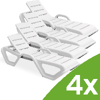 Zahradní lehátka MONOBLOCK bílá SET 4 KS New - Bjorkka