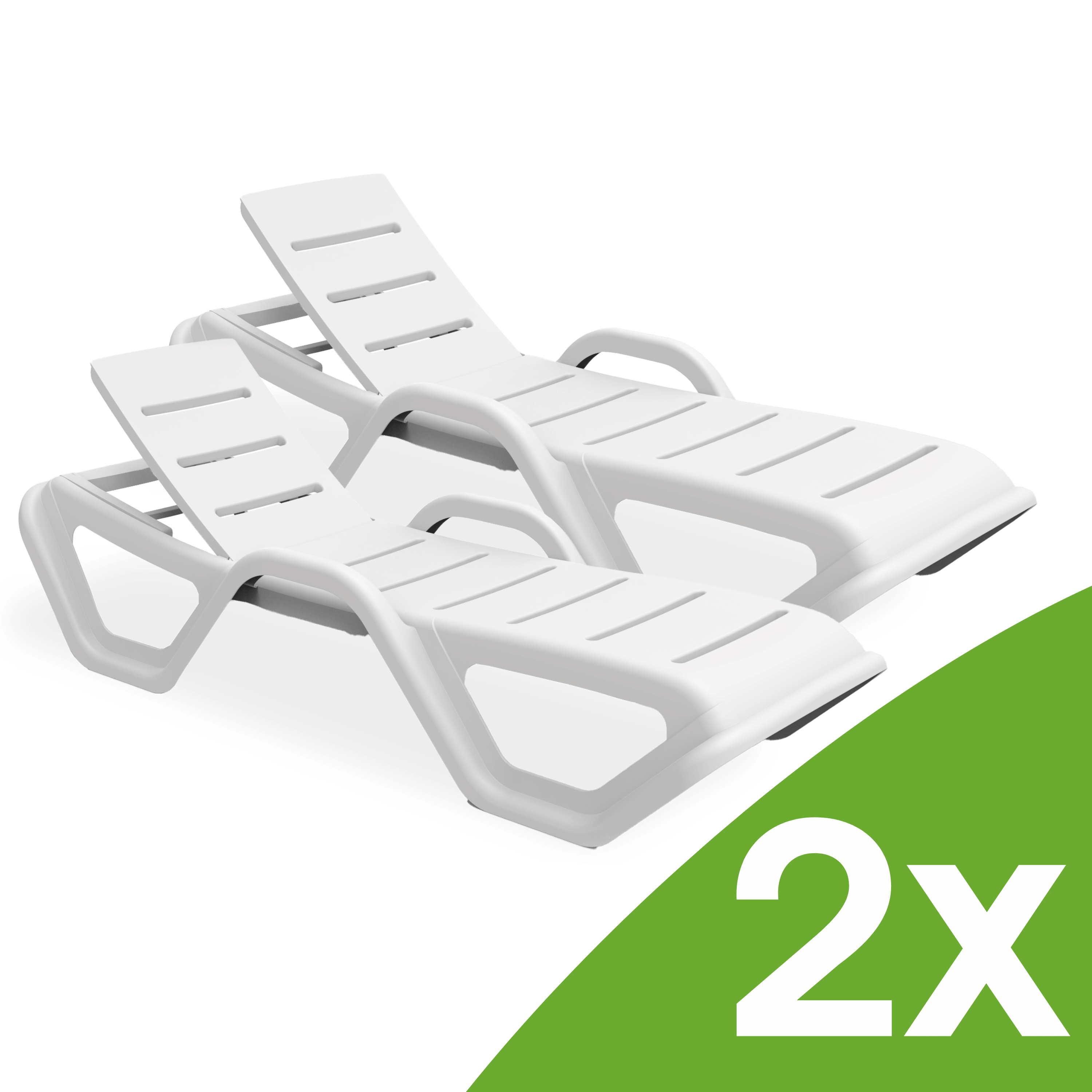 Zahradní lehátka MONOBLOCK White SET 2KS New - Bjorkka