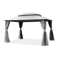 Zahradní pavilon s moskytiérou a závěsy VANCOUVER 3x4 Light Grey - Hardmaister