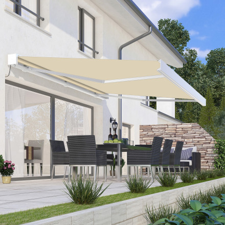 PRIME AUTOMATIC 450x300 BEIGE markýza na terasu s LED osvětlením a senzorem - Gutroof