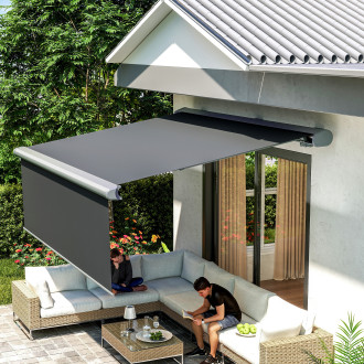 Markýza na terasu DELUXE PLUS AUTOMATIC 400x300 GREY s LED a senzorem - Gutroof