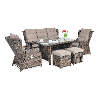 Technorattan nábytek BALTIMORE DINING + PUFY Brown