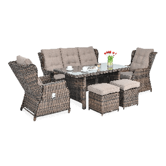 Technorattan nábytek BALTIMORE DINING + PUFY Brown