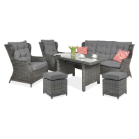 Zahradní souprava Trivento Dining 3 + pufy Dark Grey