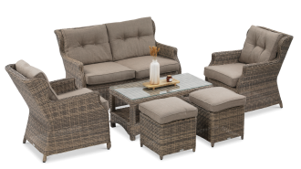 Technorattan nábytek TRIVENTO 2 + PUFY Brown