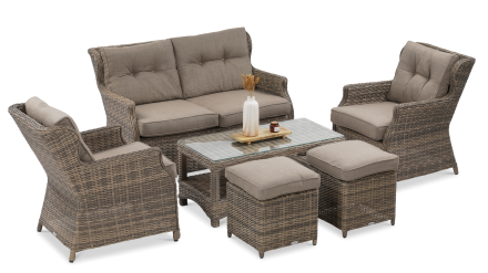 Technorattan nábytek TRIVENTO 2 + PUFY Brown