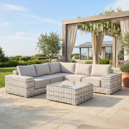 Technorattanová rohová skříňka VEGA CAFFE světle šedá - FOCUS GARDEN