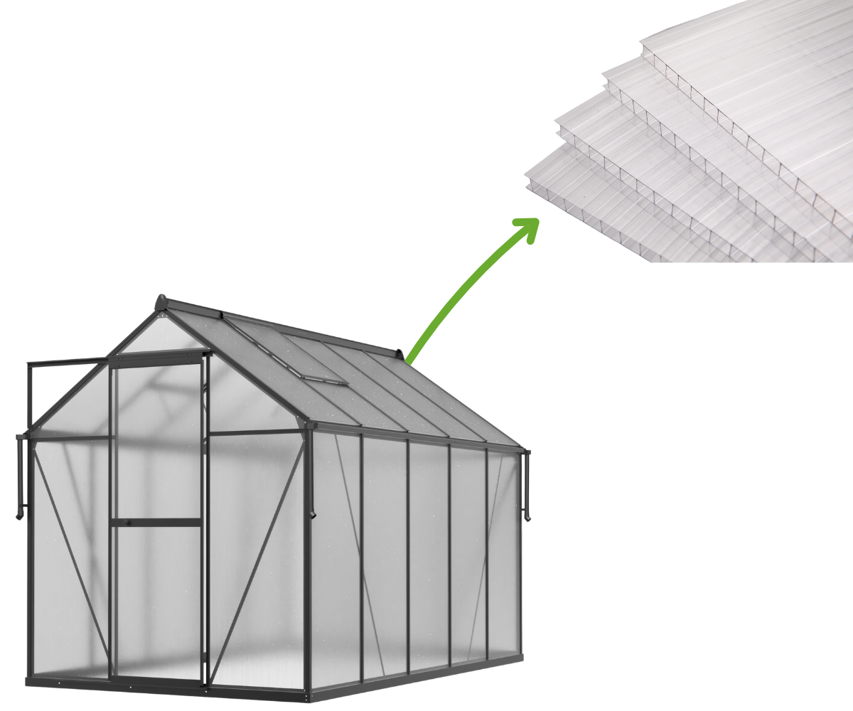 Polykarbonátové desky 4 mm 1291x573 mm vyměnitelné pro skleníky (5 ks) Slide-in - Cultivo