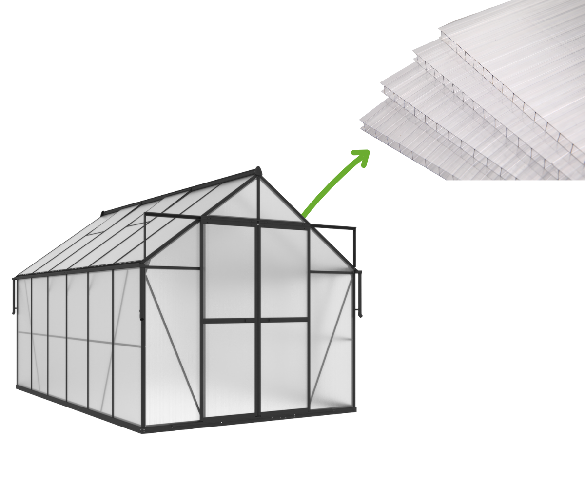 Polykarbonátové desky 4 mm 1423 x 588 mm vyměnitelné pro skleníky (5 ks) Slide-in - Cultivo