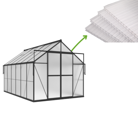 výkres s rozměry skleníku „slide in“ 183x245