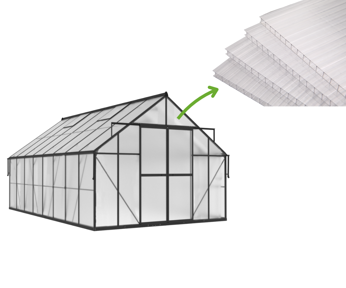 Polykarbonátové desky 6 mm 1798 x 588 mm vyměnitelné pro skleníky (5 ks) Slide-in - Cultivo