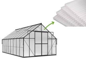 výkres s rozměry skleníku „slide in“ 183x245