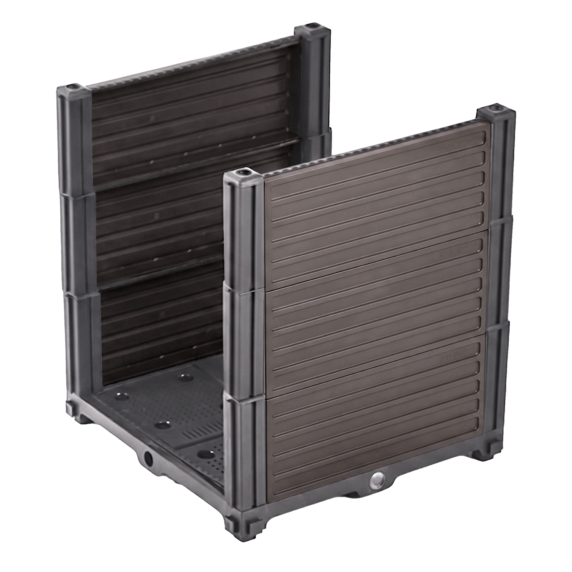 Rozšiřující modul k pěstebnímu boxu CULTIVO GROW BOX PLUS v hnědé barvě s černými spojovacími sloupky na černém pozadí
