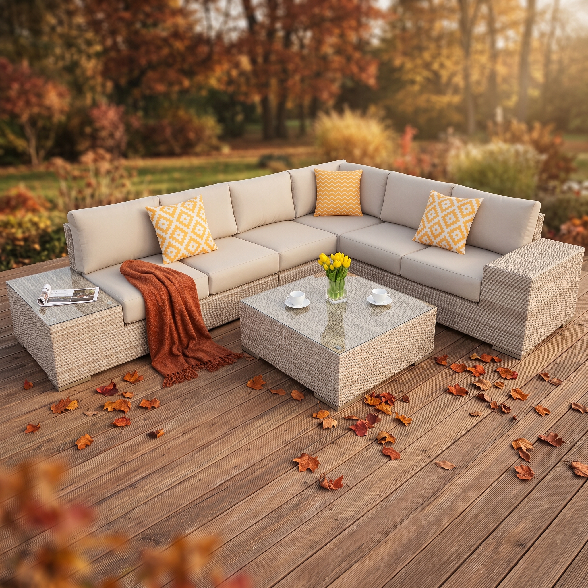 Narożnik technorattan AVOCADO Beige