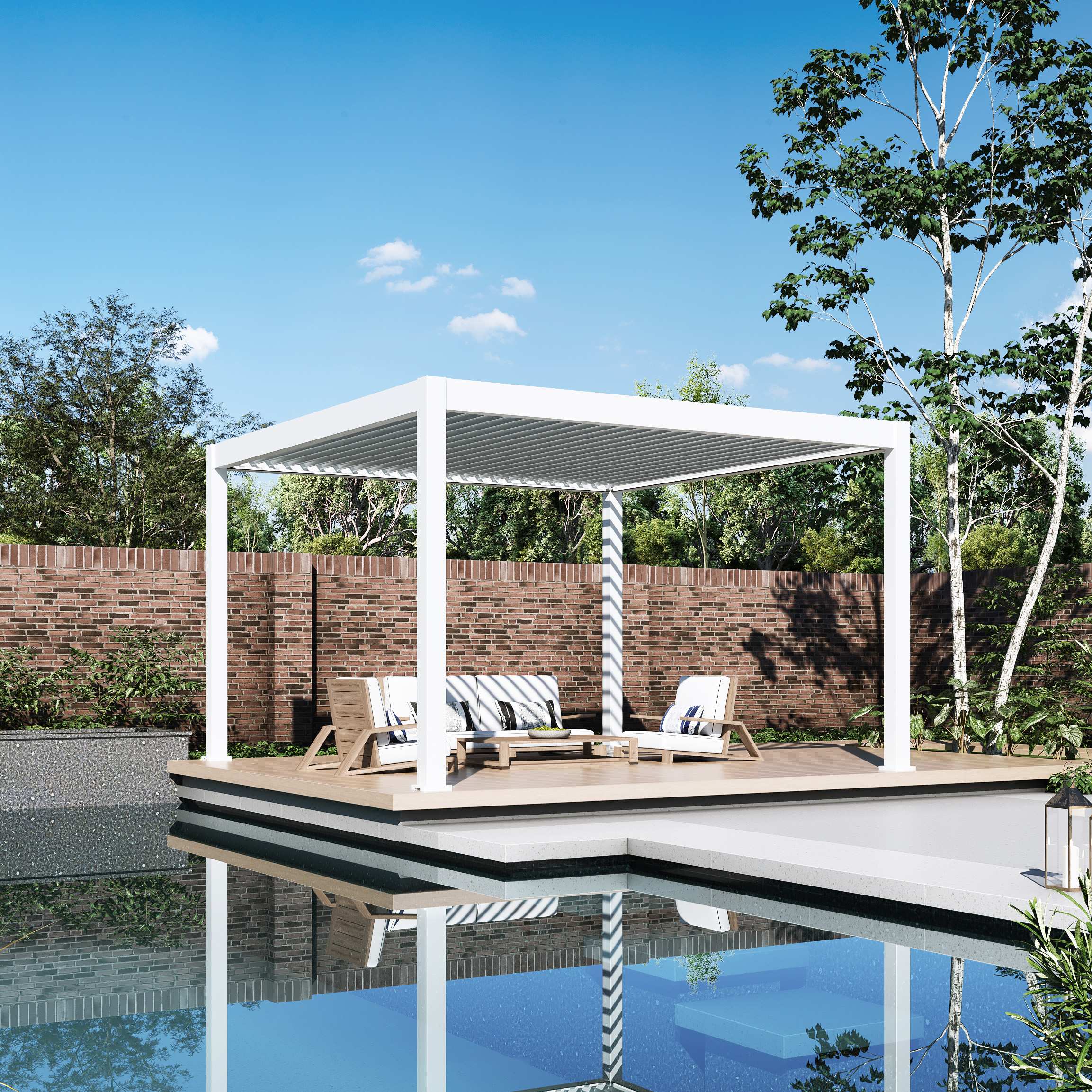 Zahradní pergola DELUXE PRO Automatic 4x4 + LED, White - Gutroof