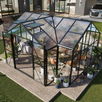Zimní zahrada TRIBECA černá 433x360cm PC + sklo - střešní krytina