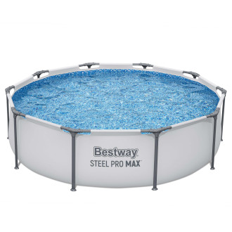 Kruhový nadzemní bazén Bestway Steel Pro Max 3,05 x 0,76 m s bílou konstrukcí a modrou vnitřní mozaikou