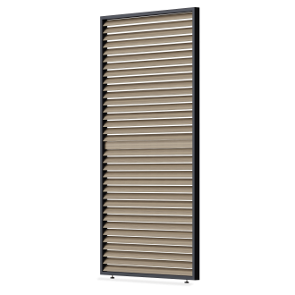Lamelový panel pro pergoly ELEGANCE/DELUXE/FUSION 1,3 m Woodgrain v černé kovové konstrukci s dřevěným dekorem lamel