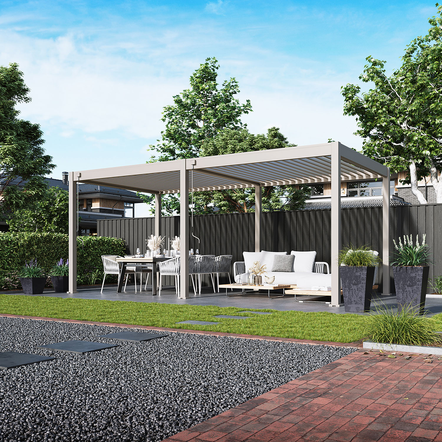 Zahradní pergola ELEGANCE 3x6 Taupe - Gutroof