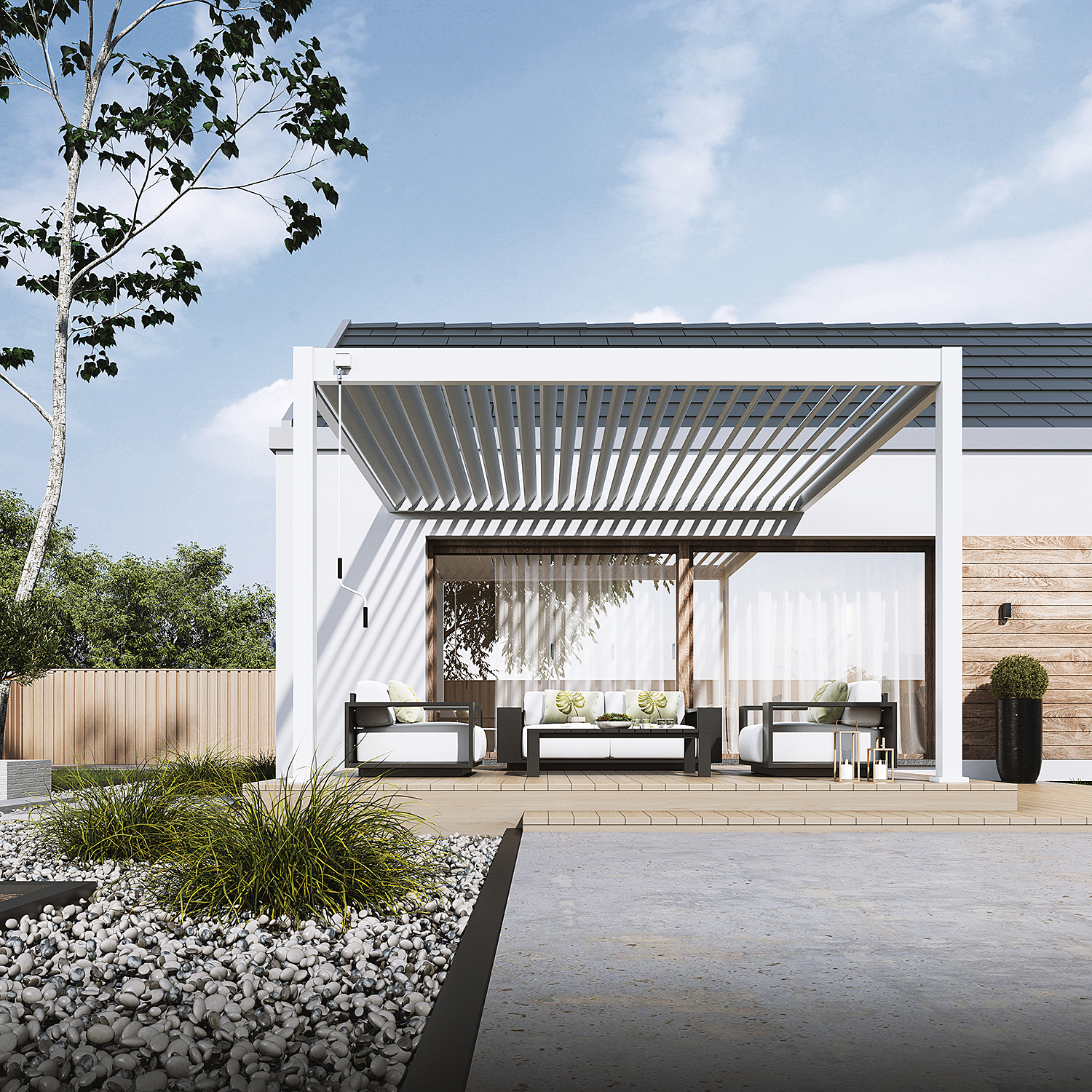 Hliníková pergola DELUXE Wall 3,6x4 White - Gutroof