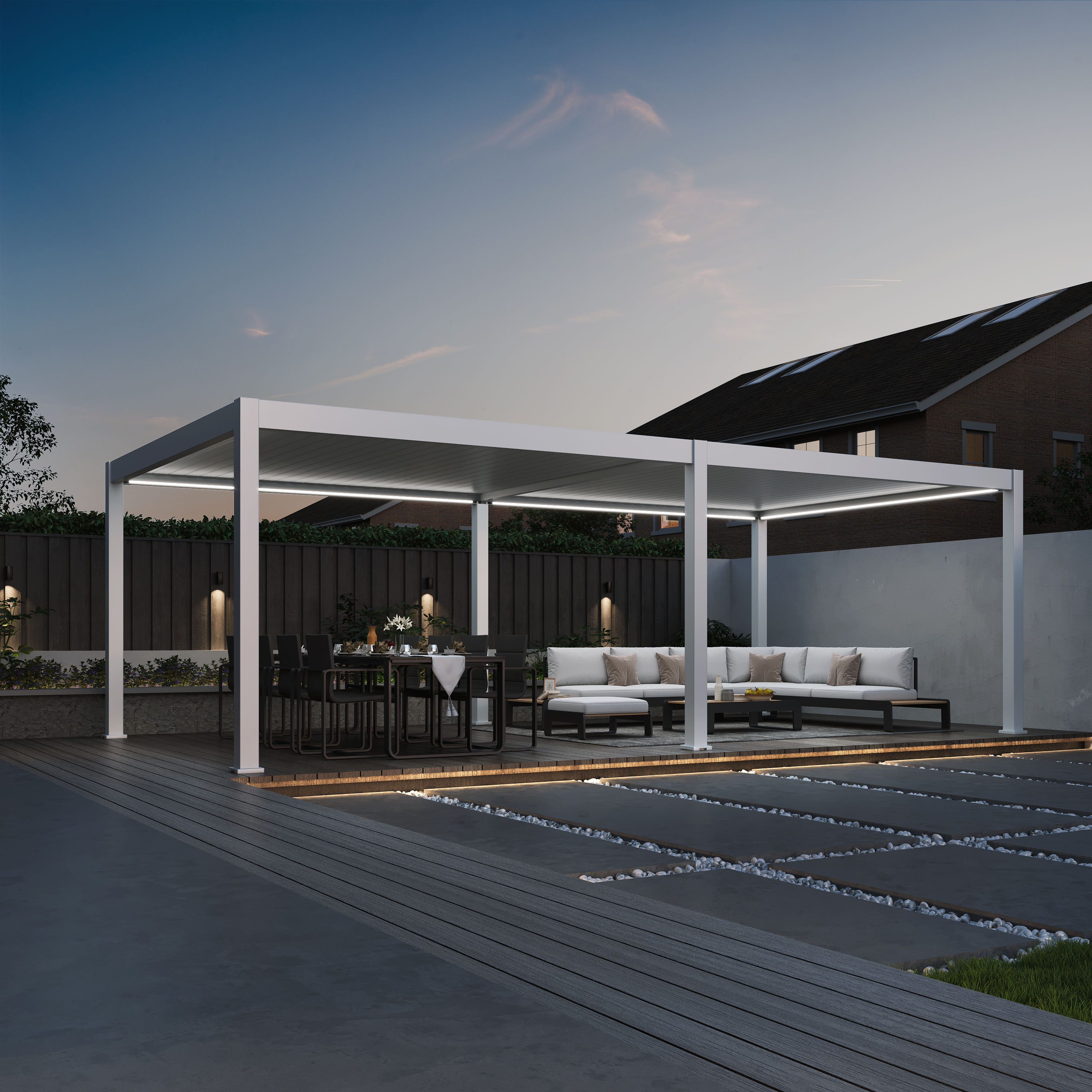 Zahradní pergola DELUXE PRO AUTOMATIC + LED 4x8 White - Gutroof