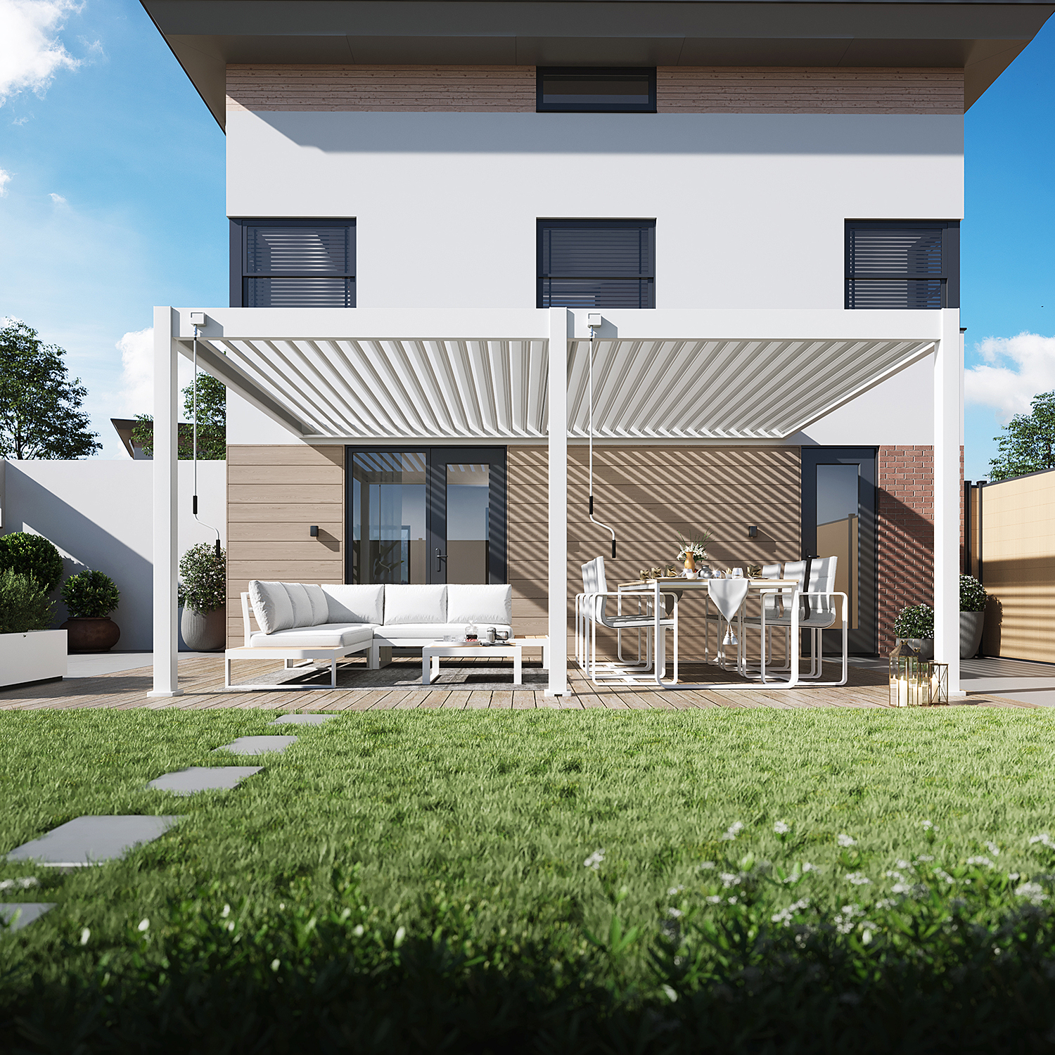 Nástěnná pergola DELUXE Wall 3,6x5,3 White – Gutroof