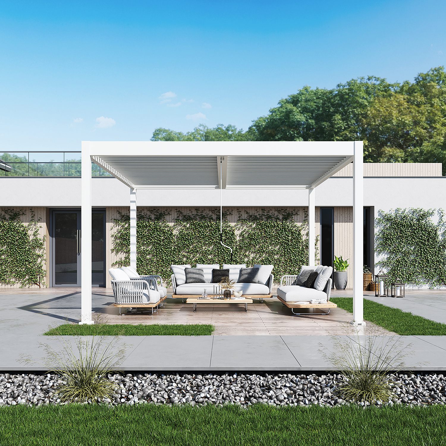Terasová pergola ELEGANCE DUO 4x4 bílá - Gutroof