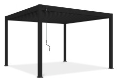 Hliníková pergola Gutroof DELUXE 3,6x4 m v antracitové barvě s lamelovou střechou a klikou pro manuální ovládání