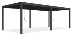 Antracitová hliníková bioklimatická pergola Gutroof DELUXE 3,6x7,2 m s nastavitelnou střechou na kličku