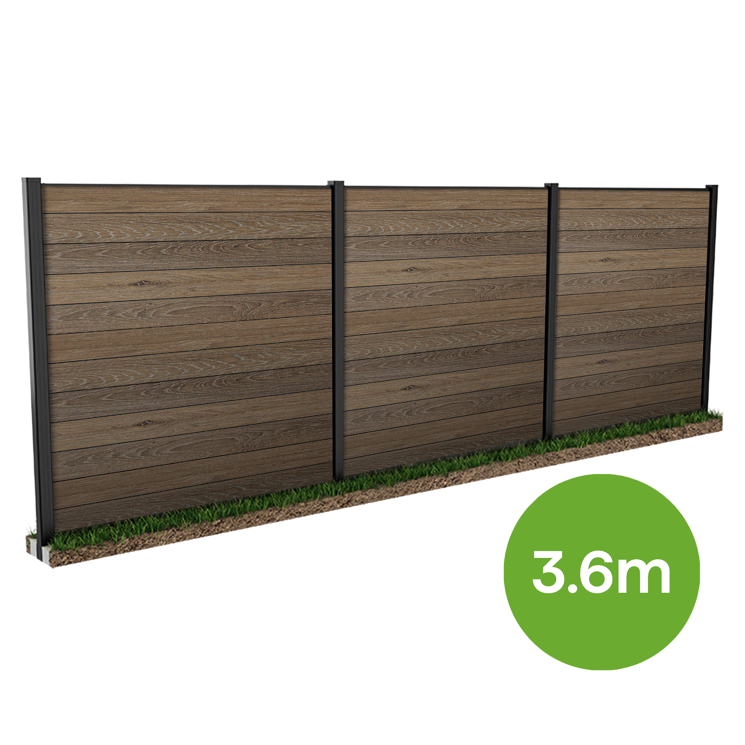 Modulární plot 3,6 m pro zapuštění do země Walnut – Keter