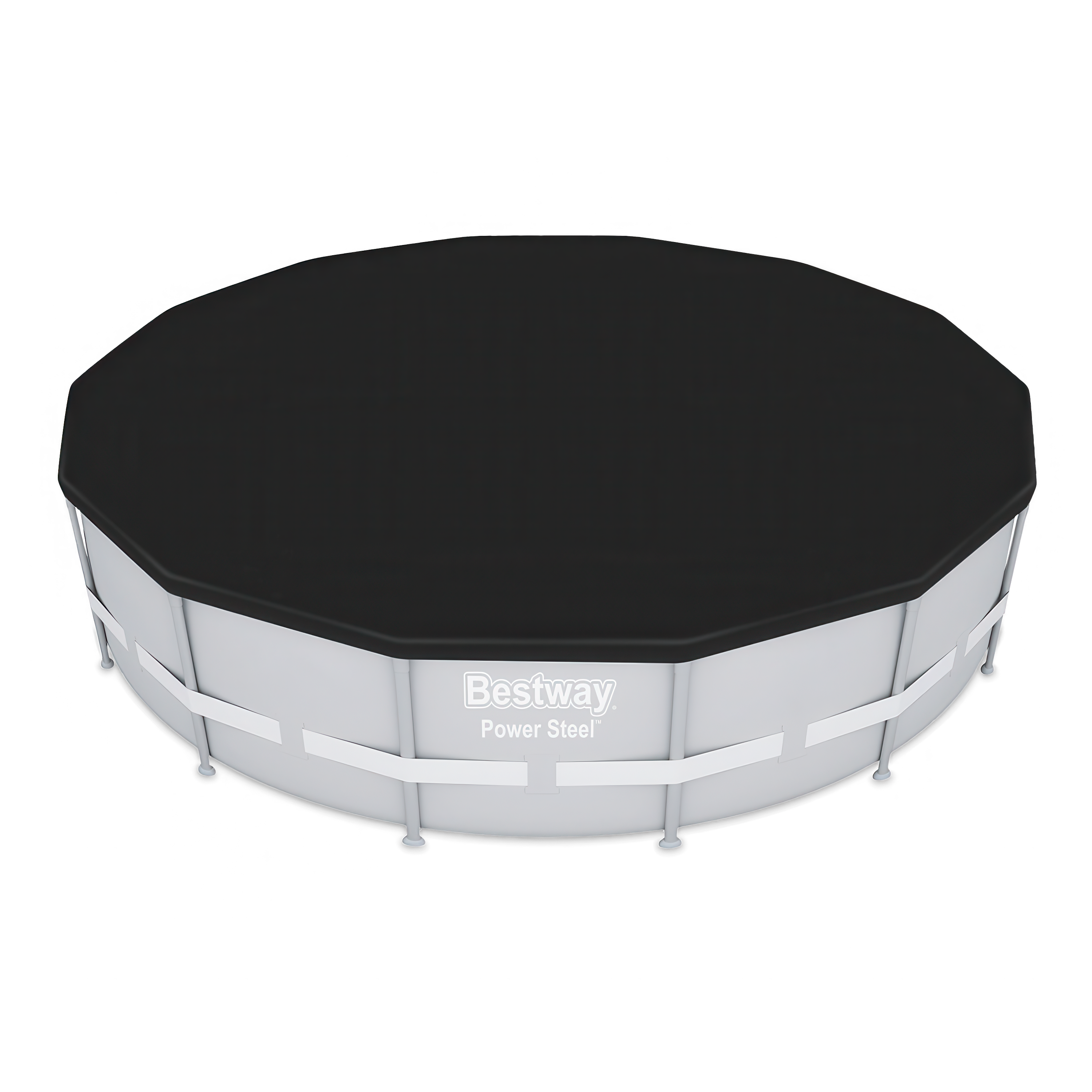 Czarne okrągłe przykrycie do basenu