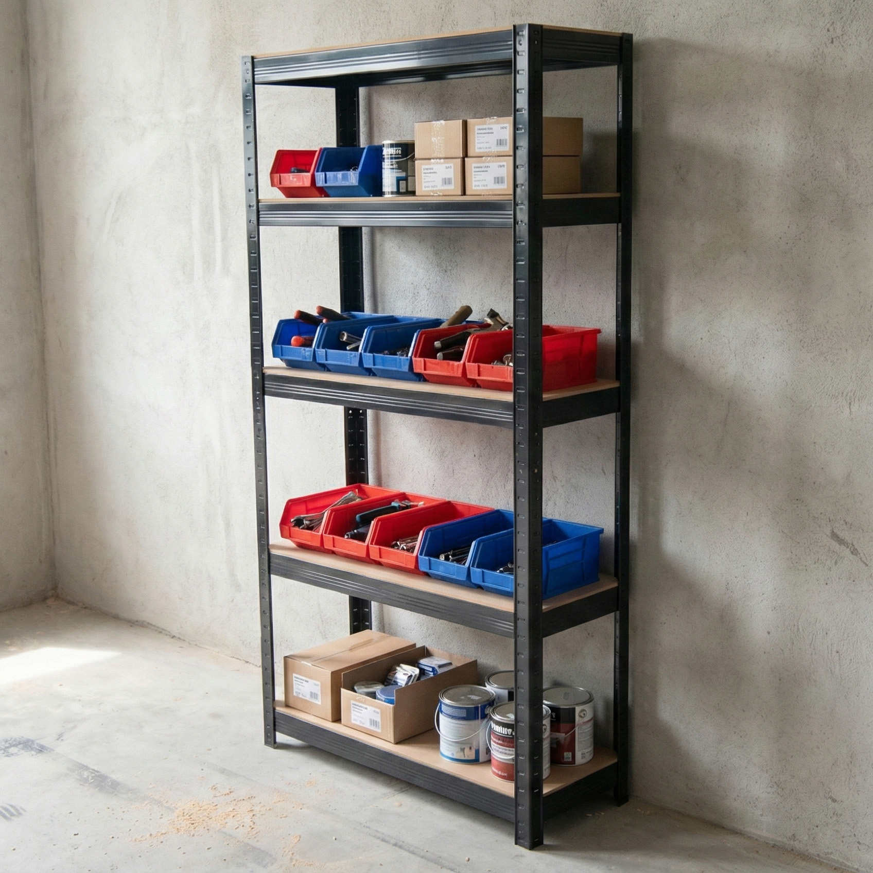 Dílenský kovový regál 180x90x40cm ČERNÝ - Hardmaister