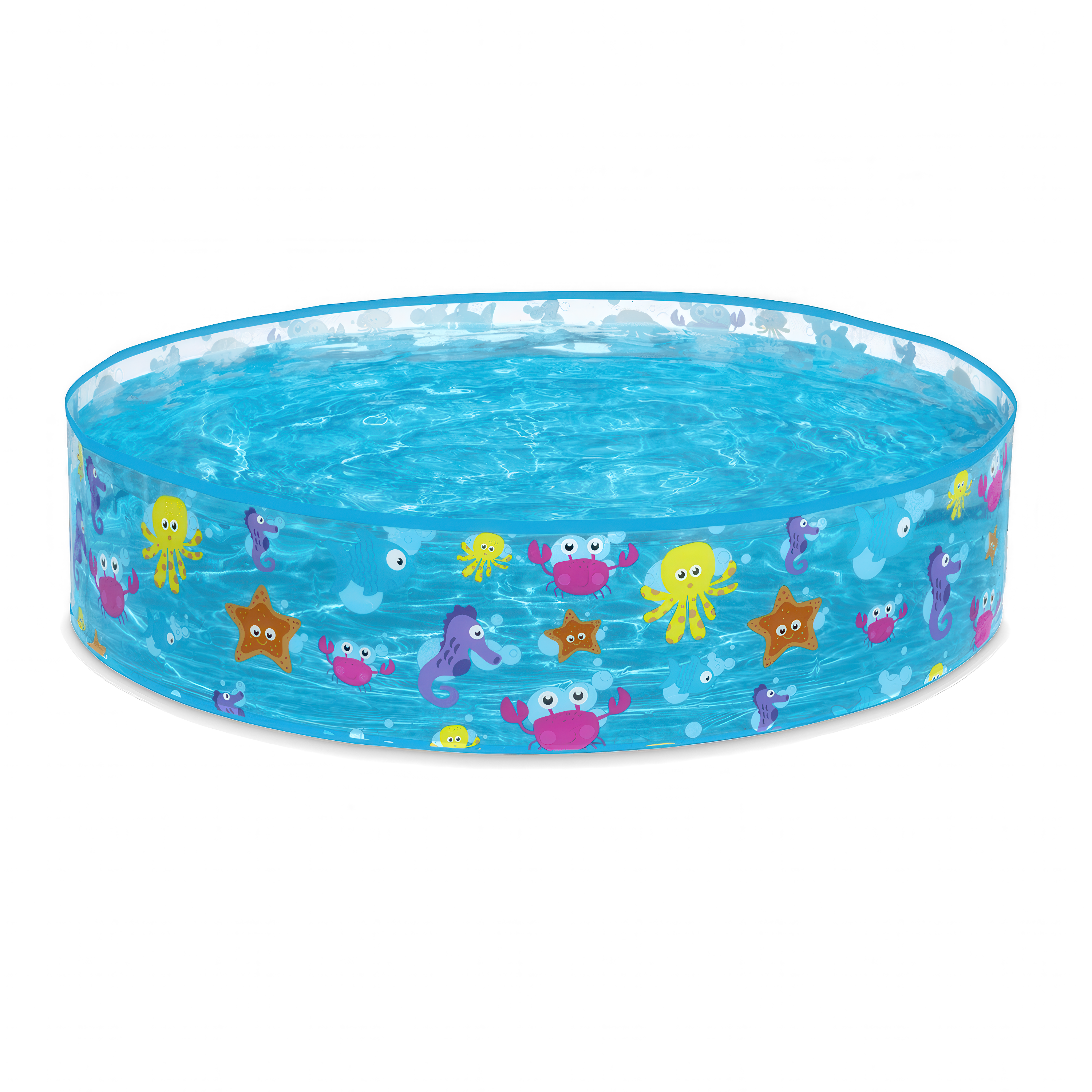 Basen rozporowy wypełniony wodą na trawie w ogrodzie