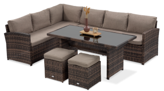 Technorattanová rohová pohovka SALO + PUFY Brown