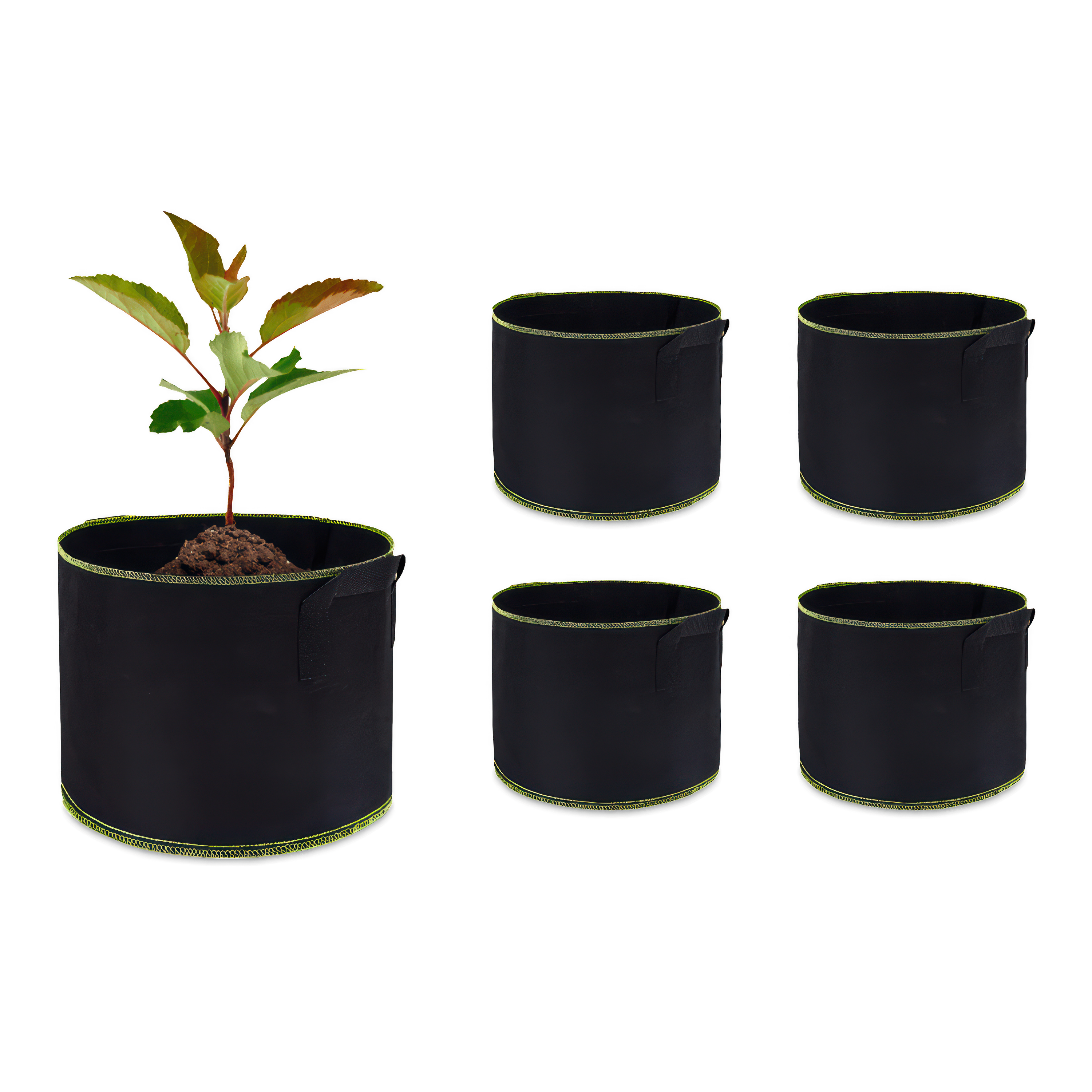 Sada látkových květináčů 5 ks. Černá 26L - CULTIVO