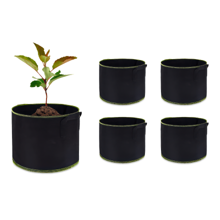 Sada látkových květináčů 5 ks. Černá 26L - CULTIVO