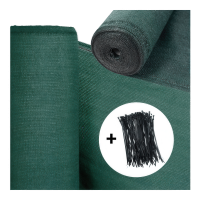 Zahradní stínící síť 1,5x10 m tmavě zelená + upínací pásky - HARDMAISTER